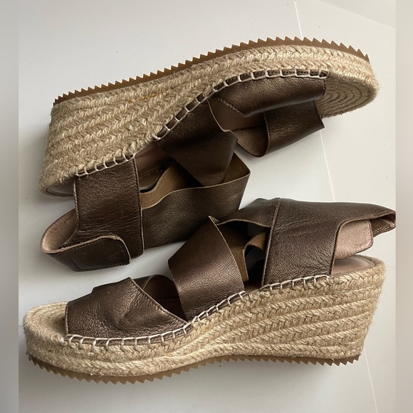 Eileen Fisher Willow Metallic Espadrille Wedge Sandal - Picture 5 of 9